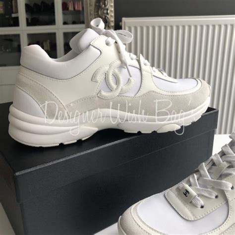 all white chanel tennis shoes|Chanel white leather sneakers.